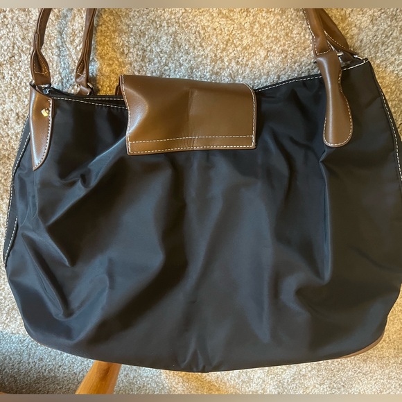 NWOT Le Pliage Black Brown Nylon Folding Tote Bag - Picture 7 of 9